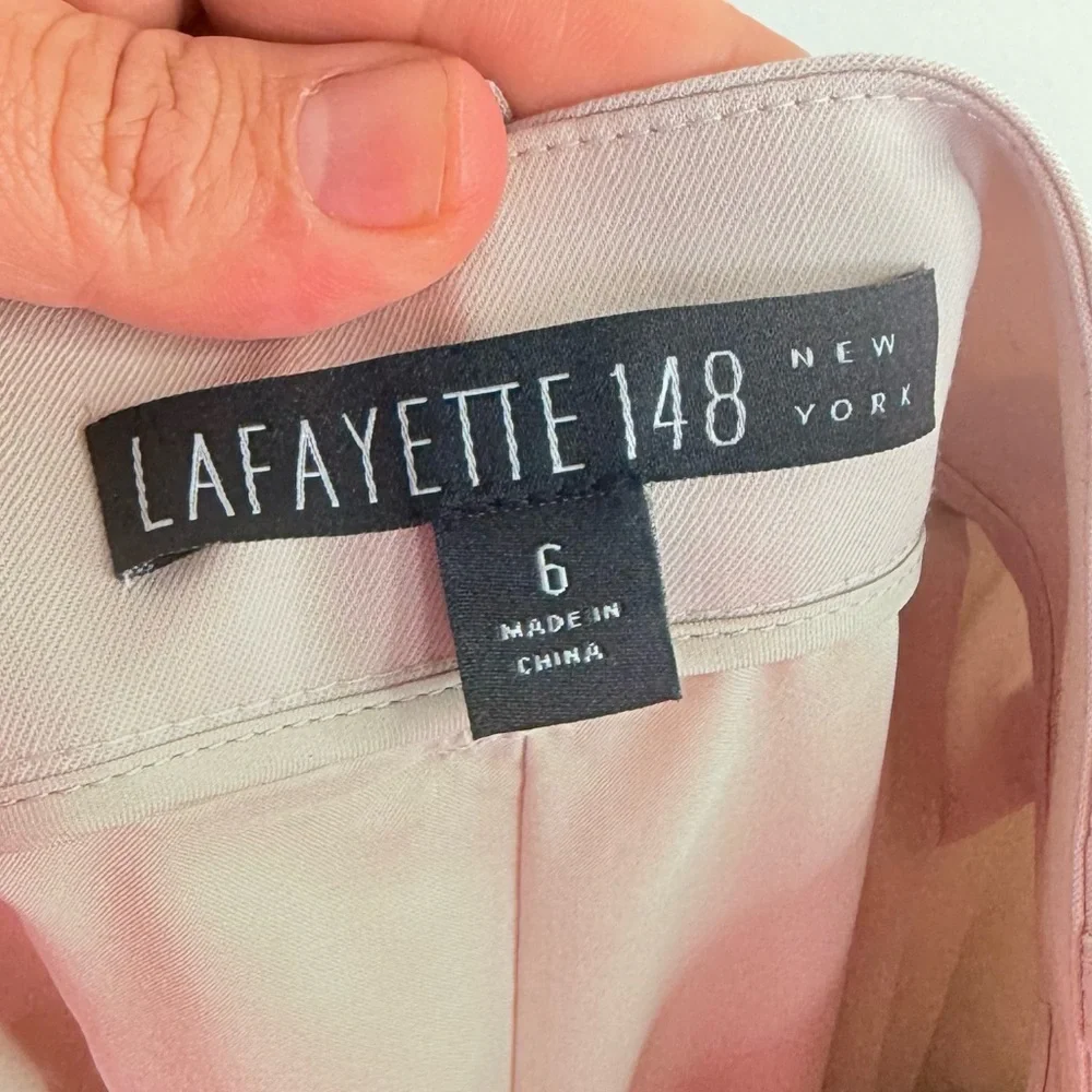 Lafayette 148 New York Khaki Tan Wool Wide Leg Trousers - Picture 8 of 9